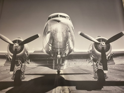 Black & White Canvas of a plane on a runway from Photowall